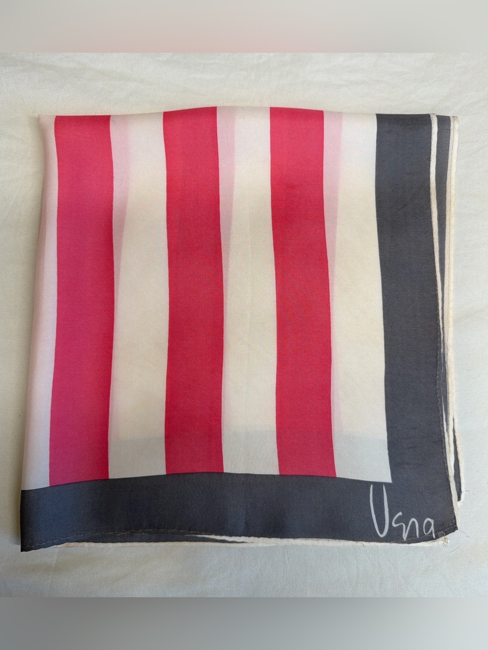 Vera Signature Pink, White & Charcoal Striped Scarf